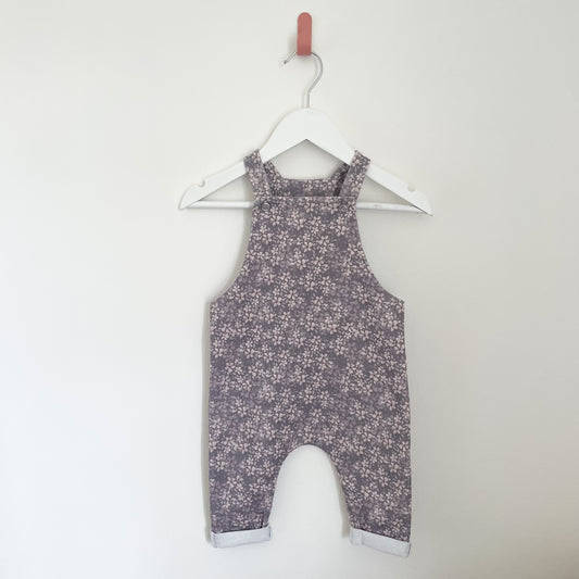 Mauve floral cropped dungarees